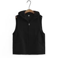ราคา มีไซส์ใหญ่ Plus Size XL 4XL Womens Hooded Spring Autumn Vests Solid Color Zip Up Female Outerwear with Pockets (19923452976)