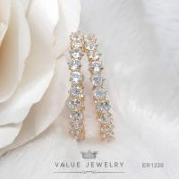 ราคา ต่างหูห่วง ฝังคริสตัลเพชรกลม Round Brilliant Shape 4 มิลรอบวง มี2สี ขนาดพอเหมาะ ตุ้มหู เครื่องประดับ ValueJewelry ER1219 ER1220 (21051361687)