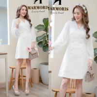 ราคา ป้าย Marmoris เดรสสั้นแขนยาว งานผ้าทวิดสวยๆ ใส่สบายไม่คัน (20926502196)