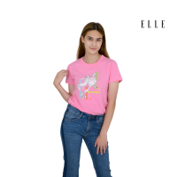 ราคา ELLE Boutique เสื้อยืดสตรีคอกลม แขนสั้น สกรีนลาย ELLE LIMITED EDITIONS W3K565 (15604352002)