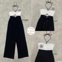 ราคา งานป้าย BT Studio จั้มสูทขายาวเกาะอกแต่งเว้าเอวแต่งสายคล้องคอ แต่งสายผูกเอวกางเกงขายาวตัดสีกับเสื้องานซิปหลัง สวย น่ารัก ดูดีม๊ากกจ้าา (18245045777)