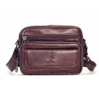 ราคา Chinatown Leather กระเป๋าสะพายข้าง ผู้ชาย หนังแท้ ใบกระทัดรัด สีน้ำตาล ใส่กระเป่าเงิน มือถือใหญ่ได้ทุกรุ่น (10572415760)