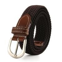 ราคา ผู้ชายยืดถักยืดหยุ่นทอผ้าใบหัวเข็มขัดเข็มขัดสายรัดเอว (398157404)