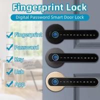 ราคา TUYA Digital Lock Smart Handle Lock Set Fingerprint Key Password Lock Electronic Password Lock Fingerprint door lock (19395795117)