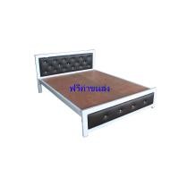 ราคา 6FP3HB เตียงเหล็กหัวเบาะ ชนาด 6 ฟุต พื้นไม้ สีขาว (7091648914)