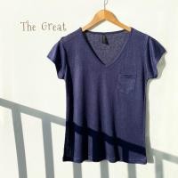 ราคา เสื้อยืดคอวีมีกระเป๋า เนื้อผ้าสลาฟ อก 36 ยาว 24 (19941624082)