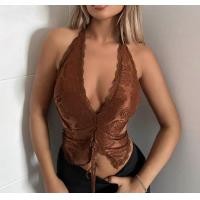 ราคา Rosie in brown เสื้อผูกคอ โชว์แผ่นหลัง (20837044549)