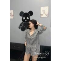ราคา เสื้อเชิ้ตแขนยาวลายริ้ว Zara ทรงสวยมากๆ ดีเทลติดกระดุมหน้าและหลัง (20155903173)