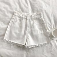 ราคา กางเกงยีนส์ขาสั้นผู้หญิงเอวสูง กางเกงยีนส์ขาสั้น แบบขาดปลายขา ผ้ายีนส์ (8890624135)