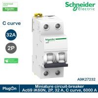 ราคา A9K27232 Schneider Electric Miniature circuit breaker Acti9 iK60N 2P 32 A C curve 6000 A 6kA IEC 60898 1 สั่งซื้อได้ที่ PlugOn (8285730826)