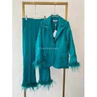 ราคา เซตสูท 2 ชิ้น เสื้อสูท กางเกงขา ยาว ชายแต่งขนนก VSHOP (17399348962)