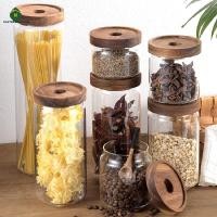 ราคา กระป๋องแก้วสุญญากาศพร้อมฝาไม้โหลใสภาชนะใส่ซีเรียลขวดเก็บอาหารแก้วกาแฟโหลแก้วใส (13469550145)