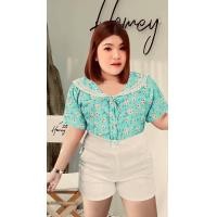 ราคา RN36 เสื้อสาวอวบลายดอกเดซี่ รุ่นปกทหารเรือ อก 48 (20132971833)