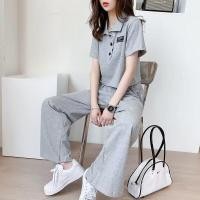 ราคา กางเกงขากว้างเสื้อเอวลอยสไตล์เกาหลีสำหรับผู้หญิงชุดสองชิ้นกางเกงชุดกีฬาฤดูร้อนใหม่ (18855258402)