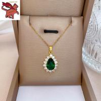 ราคา ทองคำแท้ 96 5 สร้อยทองเคแท้18k เต็มไปด้วยเพชรสร้อยคอมรกตผู้หญิงหรูหราออกแบบกระดูกไหปลาร้าโซ่เครื่องประดับแฟชั่น (20049526254)
