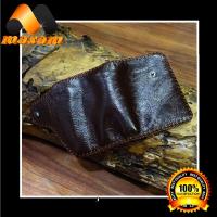 ราคา Cowhide Leather กระเป๋าสตางค์ 2 พับสั้น หนังแท้ของแท้ แบบมีหูมาปิดกระเป๋าด้านหน้า ถักขอบตลอดใบ สีน้ำตาลเข็ม (17243123562)