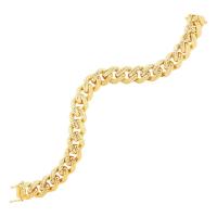 ราคา สร้อยข้อมือทองคำแท้14k แบบโซ่ขอบกว้าง เวลาจัดส่ง 7 10 วัน 14k Yellow Gold Textured Wide Curb Chain Bracelet (12101915420)