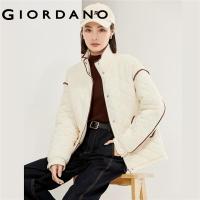 ราคา GIORDANO Women Coats Contrast Trims Stand Collar Warm Jackets Zip Front Stylish Fashion Casual Loose Quilted Coats 18373101 (21151451168)