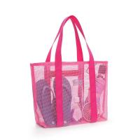 ราคา กระเป๋าสะพายไหล่แฟชั่นสีชมพูกระเป๋าชายหาดของผู้หญิงตาข่ายความจุขนาดใหญ่ (21171157041)