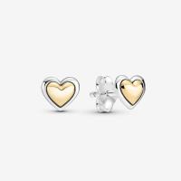 ราคา 925 Sterling Silver Domed Golden Heart Stud Earrings Gold Love Earring Jewelry Valentine Gift For Women (21013186966)