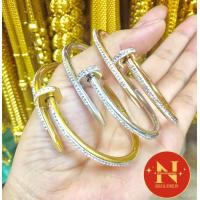 ราคา กำไล ตะปู สวยหรูทันสมัยกำลังนิยมขนาด 19 cm สีทองสีเงินสีนาค สวยหรูเสมือนจริง นพคุณห้างทอง (19661790445)