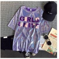 ราคา พร้อมส่ง เสื้อยืดแขนสั้น พิมพ์ลายตัวอักษร ผ้าวิ้ง เล่นแสง 3 สี (21153554450)