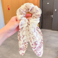 ราคา เชือกผูกโบว์สำหรับผู้หญิงยางรัดผมลูกไม้ผ้าชีฟองขนาดใหญ่ประดับยางรัดผมโดนัทดอกไม้หรูหรายางรัดผมริบบิ้นแฟชั่นเครื่องประดับผม (17676670583)