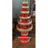 ราคา ชุดขันโตกทรงสูงสีแดงสดลายเครือ ขนาด12 ขันโตก 108654 (1314122929)