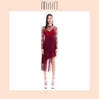 ราคา MILIN Asymmetric lace ruffles tier long sleeve dress เดรสชายยาวไม่เท่ากัน ลูกไม้ แขนยาว แต่งระบายเป็นชั้น Scuttle Dress สีแดง สีเบจ Red Beige (8970793251)
