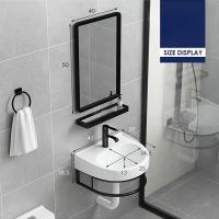 ราคา ชุดอ่างล้างหน้าเซรามิค อ่างล้างหน้า อ่างล้างมือ อ่างล้างหน้าแบบแขวน สีดำ ฐานลอย (19350585996)