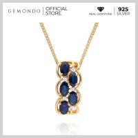 ราคา Gemondo สร้อยพร้อมจี้เงินแท้ 925 ชุบทอง 18K ประดับไพลินกาญจนบุรี Kan Sapphire และเพชร Diamond ดีไซน์ของธารสายน้ำ (3449668831)