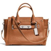 ราคา กระเป๋าถือ Coach แท้ รุ่นหรูที่สุด หนังแท้ หนังนิ่ม มีสายยาว สีหายาก ไซส์ใหญ่ มีหมุดที่ฐาน COACH 34408 SWAGGER 32 IN PEBBLE LEATHER BAG (1368042261)