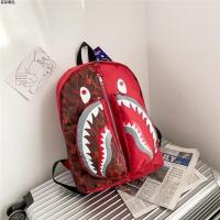 ราคา Popular logo bape new shark camouflage backpack backpack fashion lovers bag bag joker students children (20004132533)
