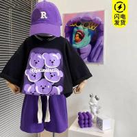 ราคา SUKAL ชุดแฟชั่นเด็ก ชุดเด็กเท่ห์ๆ เด็กชายและเด็กหญิงผ้าฝ้ายแท้ชุดเด็กทารกเสื้อยืดผ้าฝ้ายแขนสั้นด้านบนเพิ่มกางเกง (17739529192)