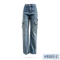 ราคา กางเกงผู้หญิง ทรงกระบอก Niyom jeans นิยมยีนส์ แต่งกระเป๋า ผ้าไม่ยืด สียีนส์ รุ่น B263 1 (21158532202)