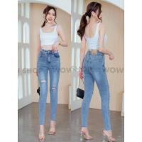 ราคา กางเกงยีนส์ขาเดฟสีซิดผ้ายืดเอวสูงงานป้ายWOW (19467739495)