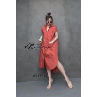 ราคา ป้าย MiRRoRSiSTER 10519 18 เดรสเชิ้ตทรงแขนล้ำ ชายเว้าโค้ง หน้าสั้นหลังยาว (13632285054)