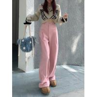 ราคา SEZO กางเกงขาม้าผ้าลูกฟูกตรงวินเทจสำหรับผู้หญิง (17654397865)