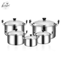 ราคา ชุดหม้อสแตนเลส 5 ใบ ชุดหม้อทำครัว หม้อสแตนเลสพร้อมฝาปิด stainless pot หม้อซุปสแตนเลส หลายขนาด หม้อหูหิ้ว หม้อแกงทำอาหาร หม้ออเนกประสงค์ Nitari (20888125726)