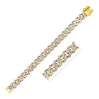 ราคา สร้อยข้อมือ two tone ทองคำแท้14k ด้านบนประดับด้วยเพชร 14k Two Tone Gold Curb Chain Bracelet with Diamond Pave Links พรีออเดอร์ pre order ทัก chat ก่อนสั่ง (9740991392)