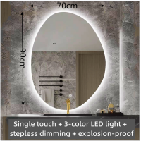 ราคา Bathroom touch LED mirror Irregular bedroom mirror Explosion proof 3 color intelligent mirror Wall mounted bathroom makeup mirror with light Wall mounted mirror (15736568858)