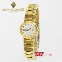ราคา ส่งฟรี Sandoz นาฬิกาข้อมือผู้หญิง สายสแตนเลส รุ่น SD99384GG02 สีทอง หน้าปัดเงิน (432370741)