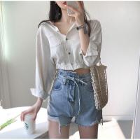 ราคา เสื้อเชิ้ตแขนยาวครอป พร้อมส่ง (17546920311)