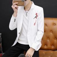 ราคา GUKENRO สูทสำหรับผู้ชายเสื้อแจ็กเก็ต2023ปักลายดอกกุหลาบเข้ารูปพอดีเกาหลีหล่อของผู้ชาย (17710191811)