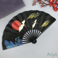 ราคา พัด นกเขียนบนท้องฟ้าเหนือเมฆขนาดใหญ่13นิ้ว พัดจีนโบราณ สีดำผ้า พัดจีน พัดลมมือพกพา ตกแต่งบ้าน (15052391220)