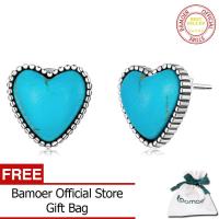 ราคา BAMOER ของแท้925เงินสเตอร์ลิงหัวใจสีเขียวเทอร์คอยส์หูสำหรับผู้หญิงสีน้ำเงินต่างหูรูปหัวใจต่างหูเกาหลีของขวัญเครื่องประดับชั้นดี BSE591 (12343048850)