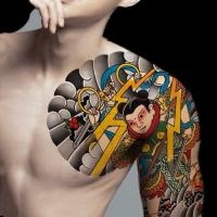 ราคา เสื้อเกราะครึ่งตัวสติกเกอร์รอยสักผ้าคลุมไหล่หน้าอกสำหรับทั้งหญิงและชายสไตล์ญี่ปุ่นแบบดั้งเดิมสำหรับทั้งหญิงและชายหมึกมังกรแขนสติ๊กเกอร์ที่เหมือนจริงสีดำและสีเทา (19704888948)