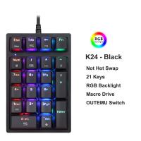ราคา Motospeed K24 Mechanical Numeric Keypad White Hot Swap Wired Keyboard Computer Numpad 21 Keys PBT Keycap For Laptop PC (19105616744)