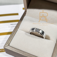 ราคา แหวนเงินแท้ ฝังเพชร Moissanite 0 5 กะรัต พร้อมใบเซอร์ ชุบทองคำขาว (19074500060)