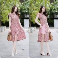 ราคา เซ็ท 2 ชิ้น เสื้อตัวยาวแขนระบายผ้าชีฟองหนังกบ ซิปหลัง ผ่าหน้า กางเกงขาสั้น ผ้าซาร่า เอวยืด สม็อคหลัง ฟรีไซส์ (19726258448)